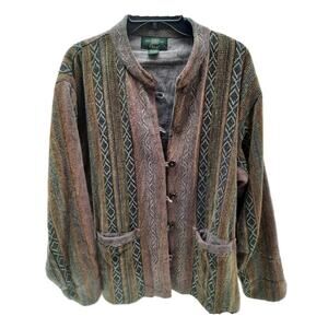 Orvis Indie Tweed Cotton Button Lined Blazer Jacket L Vintage